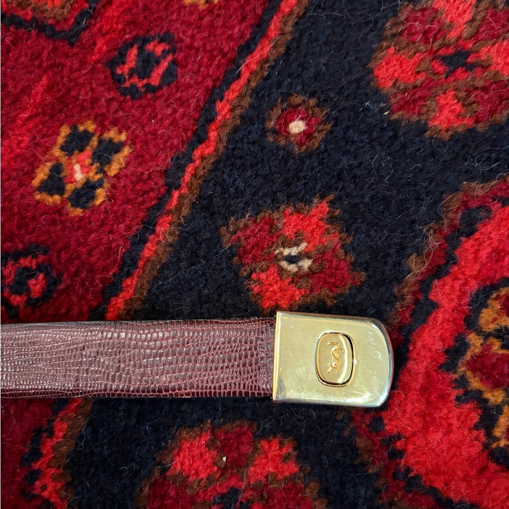 YSL Gold Buckle Brown Leather Belt